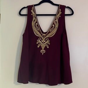 Lilly Pulitzer maroon and gold tank top.